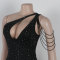 Hot stamping single shoulder hollow bead decoration hip dress