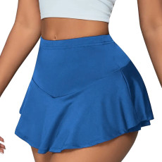 Ladies' sexy solid color short skirt, high waist skirt, mini skirt, pants skirt