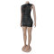 Hot stamping perspective splicing sleeveless elastic slim fitting jumpsuit shorts