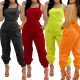 Cute bow strap pocket backless jumpsuit