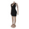 Hot stamping single shoulder hollow bead decoration hip dress