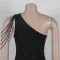 Hot stamping single shoulder hollow bead decoration hip dress