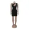Hot stamping single shoulder hollow bead decoration hip dress