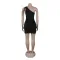 Hot stamping single shoulder hollow bead decoration hip dress