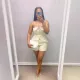 Sexy contrasting collar patchwork strapless two-piece set