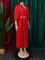 New Fashionable Collar Long Sleeve High Waist Style Folded Solid Color African Dress