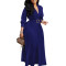 New Fashionable Collar Long Sleeve High Waist Style Folded Solid Color African Dress