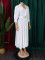 New Fashionable Collar Long Sleeve High Waist Style Folded Solid Color African Dress