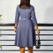 Autumn and Winter New Fashionable V-neck Solid Color Large Skirt High Waist African Dress