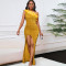 New Fashion Style Slant Collar Banquet High Waist Split Long Dress Sparkling Dress
