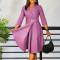 Autumn and Winter New Fashionable V-neck Solid Color Large Skirt High Waist African Dress