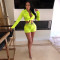 Solid color women's fluorescent fashion set two-piece set
