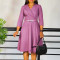 Autumn and Winter New Fashionable V-neck Solid Color Large Skirt High Waist African Dress