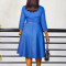 Autumn and Winter New Fashionable V-neck Solid Color Large Skirt High Waist African Dress