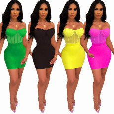 Sexy suspender mesh two-piece women's skirt set