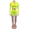 Solid color women's fluorescent fashion set two-piece set