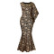 Fashionable temperament, slim fit, sexy banquet dress, long skirt, one shoulder hot stamping dress