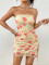 Sexy and erotic pajamas, lace printed strapless dress