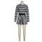 Fashion striped casual long sleeved round neck top two-piece set