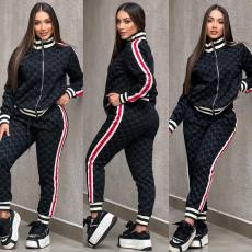 Autumn and Winter New Fashionable Casual Printed Zipper Sports Set