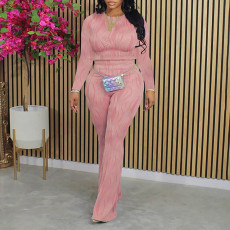 Tight flared pants striped long casual suit