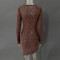 Hot selling women's sequined rhinestone sexy semi transparent long sleeved short dress