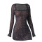 Hot selling women's sequined rhinestone sexy semi transparent long sleeved short dress