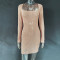 Hot selling women's sequined rhinestone sexy semi transparent long sleeved short dress