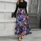 Tight fitting top, floral skirt, fashionable and elegant casual dress