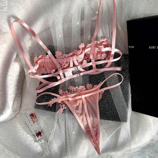 Sexy lingerie Valentine's Day flower bra thong women's two-piece set