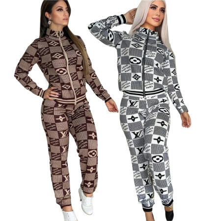 Autumn new fashion casual printed two-piece set
