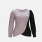 Fashionable casual style spliced lantern sleeves, cuffs, buttons, decorative top