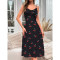 Hot selling cherry print mid length dress for sleeping