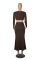 New solid color casual long sleeved square neck exposed navel top with hip hugging fashionable fish tail long skirt