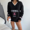 Winter new sweater knitted sweater embroidered V-neck top