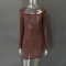 Hot selling women's sequined rhinestone sexy semi transparent long sleeved short dress