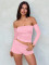 Fashionable and sexy long sleeved women's one shoulder slim fit short two-piece set