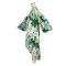 Lantern sleeve irregular hem long printed cardigan