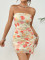 Sexy and erotic pajamas, lace printed strapless dress