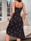 Hot selling cherry print mid length dress for sleeping