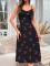 Hot selling cherry print mid length dress for sleeping