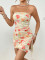 Sexy and erotic pajamas, lace printed strapless dress