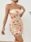 Sexy and erotic pajamas, lace printed strapless dress