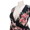 Printed strap V-neck long sleeved wide leg jumpsuit