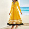 Comes with a belt, color blocked striped hem, long and elegant plus size dress