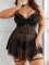Sexy lingerie lace perspective seduction nightgown thong two-piece set