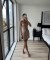 Hot selling women's sequined rhinestone sexy semi transparent long sleeved short dress