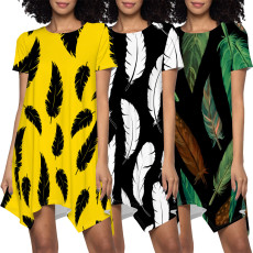 Fashionable digital printed irregular women's dress
