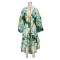Lantern sleeve irregular hem long printed cardigan