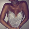 Fashion Diamond Women's Nightclub Low cut Bareback Sparkling Diamond Chain Strap Deep V Umbilical Tank Top